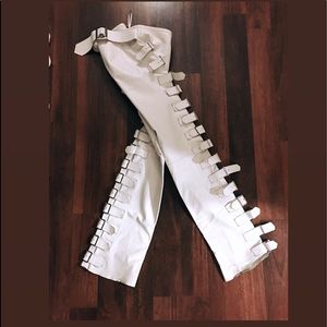 All leather White Buckle Pants Size 4